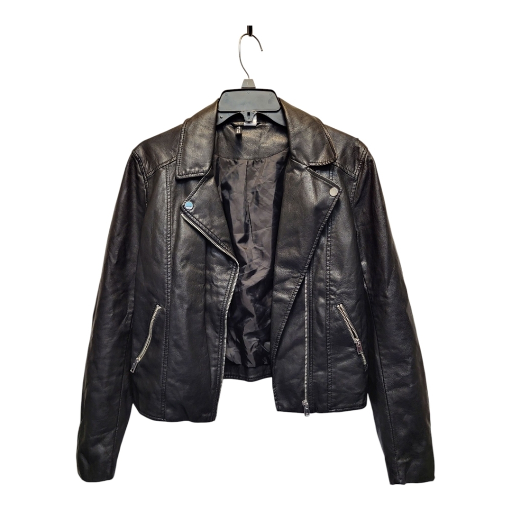 H&M Divided Womens Black Bomber Jacket, Sleek Versatile Design - Size 6